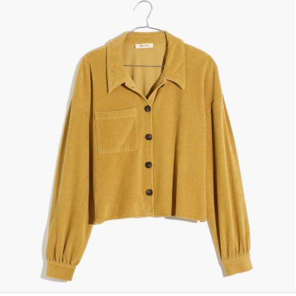MADEWELL 🍁🍂 Knit Corduroy Crop Shirt-Jacket Mustard Yellow